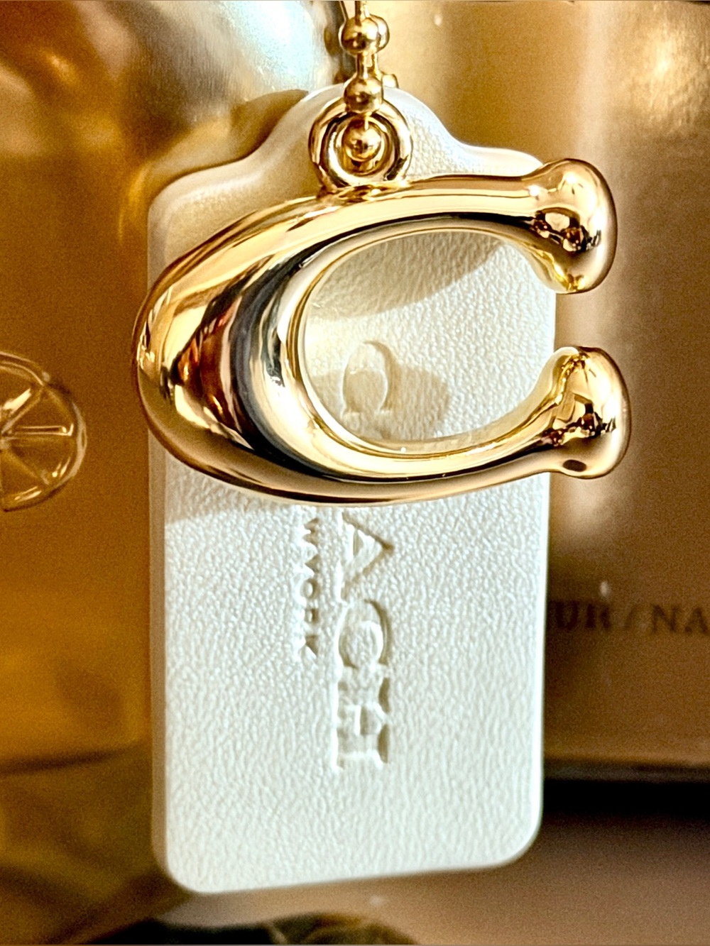 Coach Gold "C" Charm & Chalk Hangtag  NWOTs